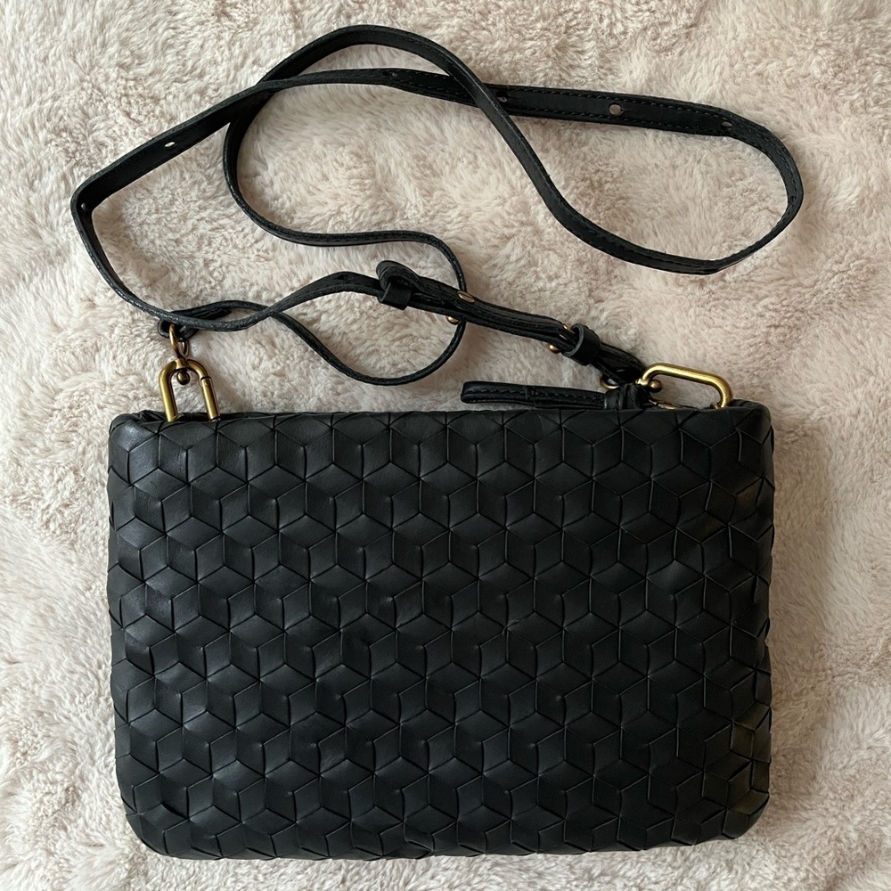 Madewell The Puff Crossbody Bag True Black Woven Leather - Picture 7 of 10